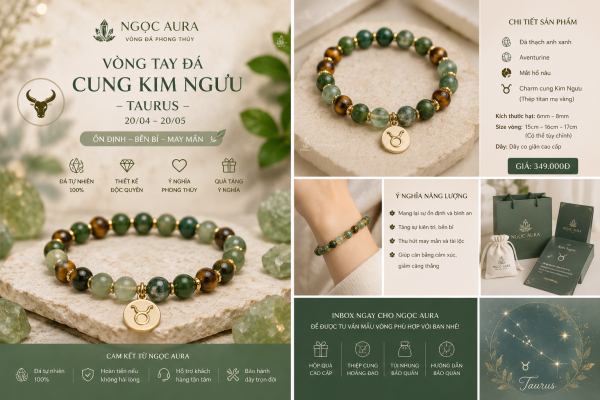 Vòng Tay Đá Cung Kim Ngưu – Phụ Kiện Phong Thủy Mang Năng Lượng Ổn Định Và May Mắn |