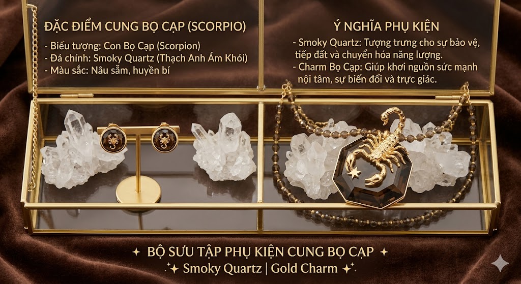 Bộ vòng cổ và khuyên tai cung bọ cạp